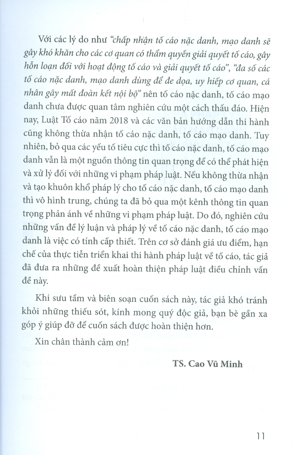 Tố Cáo Nặc Danh, Tố Cáo Mạo Danh Trong Pháp Luật Hành Chính Việt Nam (Sách chuyên khảo)