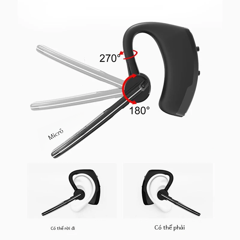 Tai nghe Bluetooth không dây V8Giảm tiếng ồn Tai nghe thể thao lái xe có Mic Bass Tai nghe cuộc gọi rảnh tay dành cho doanh nghiệp - Hàng Nhập Khẩu