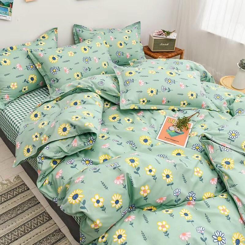 Bộ chăn ga Cotton Poly M2T bedding chăn ga Hàn Quốc hoa mặt trời đủ size miễn phí bo chun