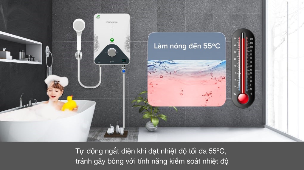 Bình nước nóng hồng ngoại xa Kangaroo KG588W - Hàng Chính Hãng