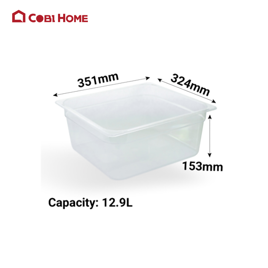 Hộp nhựa đựng thực phẩm 2/3, cao 153mm, 12.9L, HORECA Samkwang SKCAMEL, PC632FP