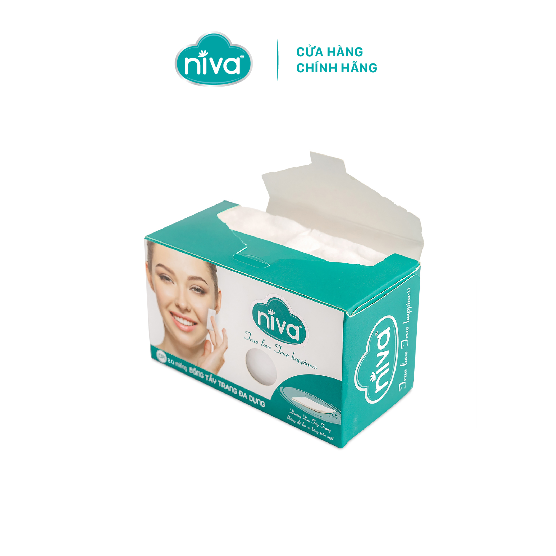 COMBO 02 Bông Tẩy Trang Vuông Niva CP1 Cao Cấp Bông Tự Nhiên, Công Nghệ Kháng Khuẩn An Toàn Cho Da Dầu Mụn Nhạy Cảm
