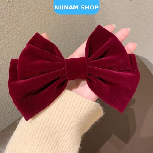 Kẹp tóc nơ nhung size lớn màu cực xinh phong cách tiểu thư , nàng thơ Nunam shop