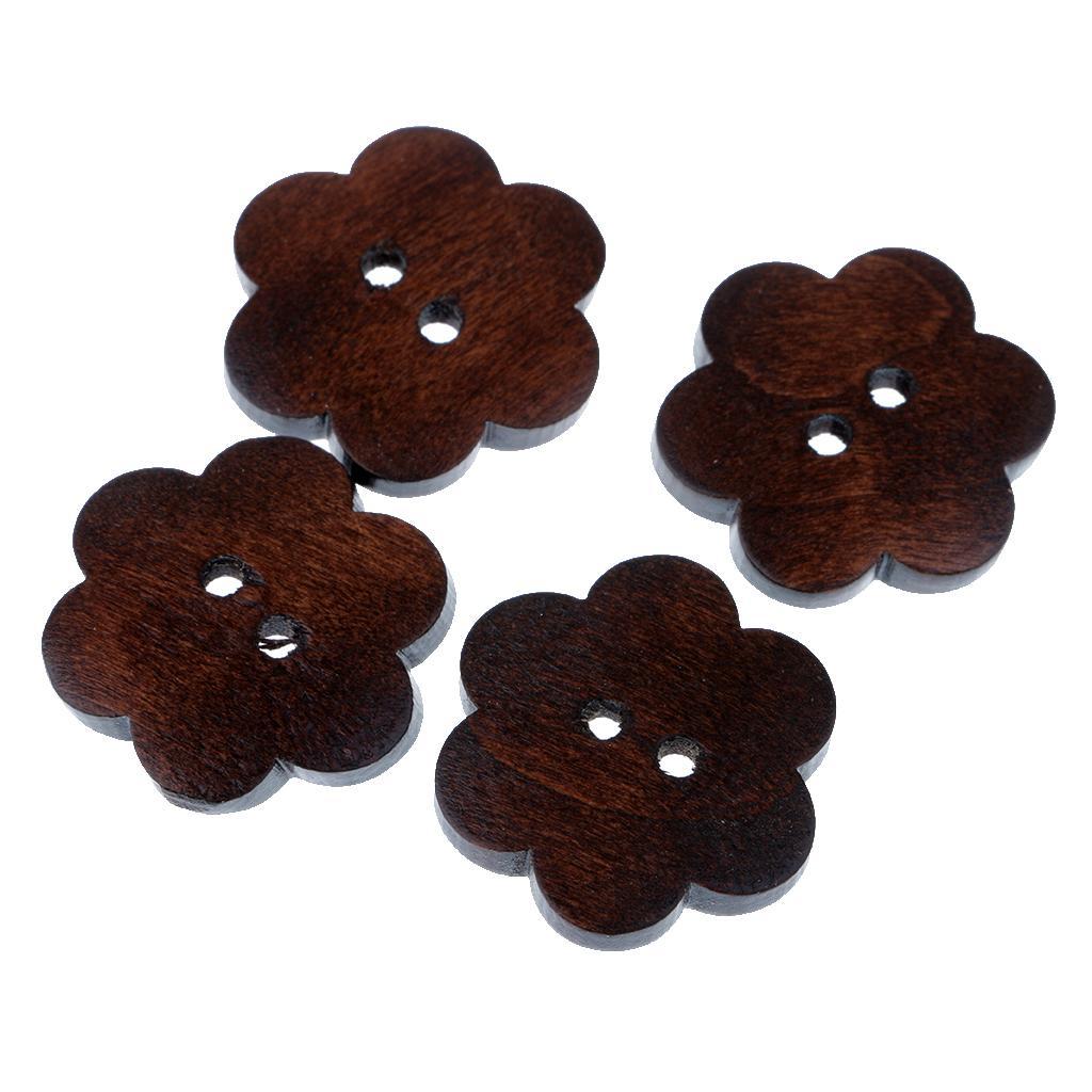 4-10pack 20 Pieces Flower Shape 2 Holes Wooden Buttons for Sewing on Clothing