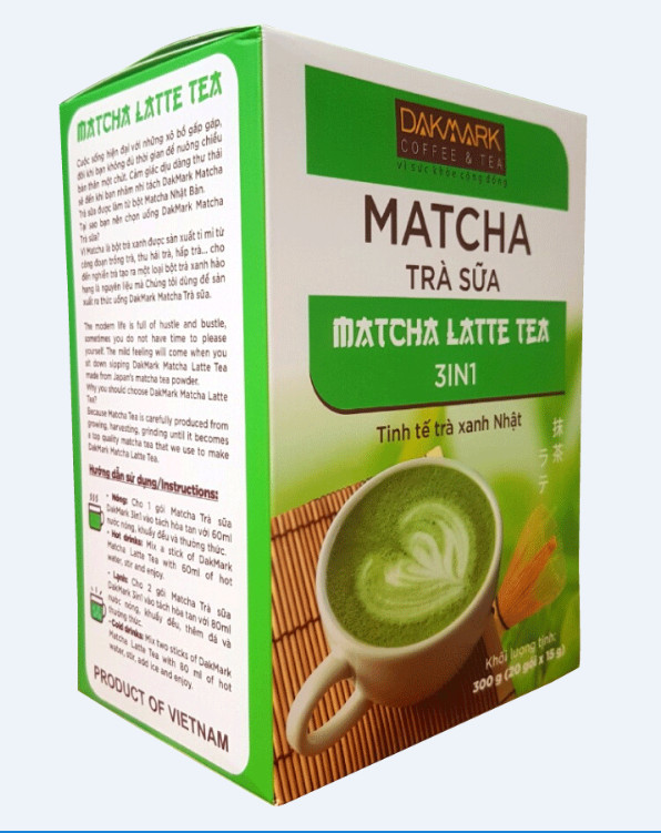 Trà Sữa Matcha DakMark _ Trà sữa trà xanh hòa tan thơm ngon tinh tế đảm bảo sức khỏe (20 Gói x 15g)