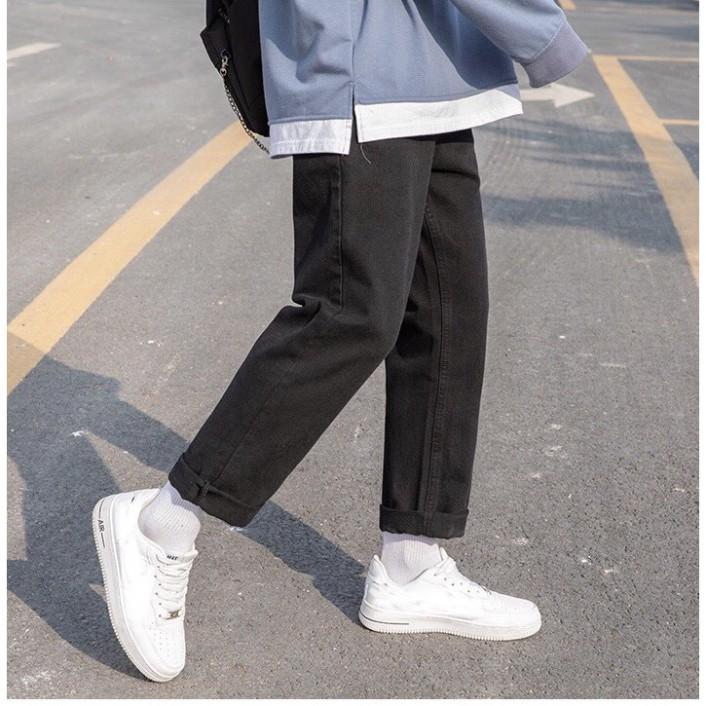 Quần Jeans baggy Đen phom ống suông, rộng nam, hottrend 2021