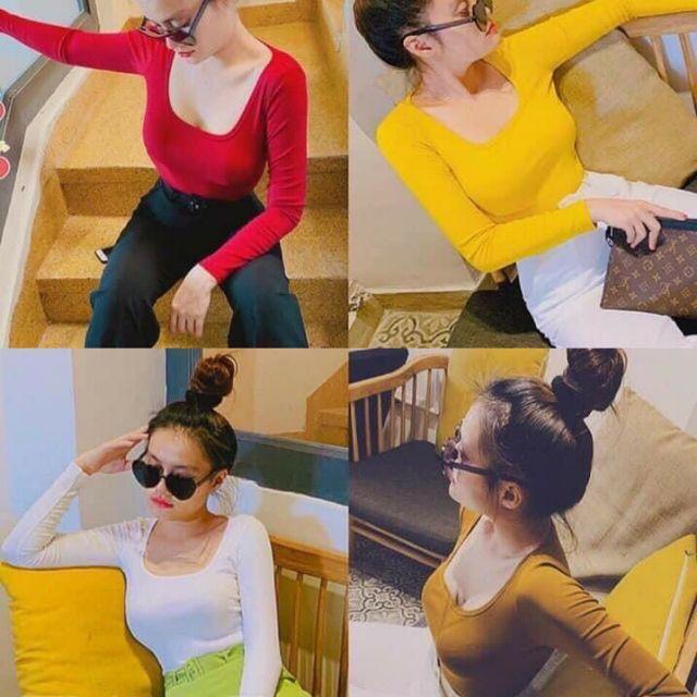 Áo tay dài cổ vuông cao cấp kèm ảnh