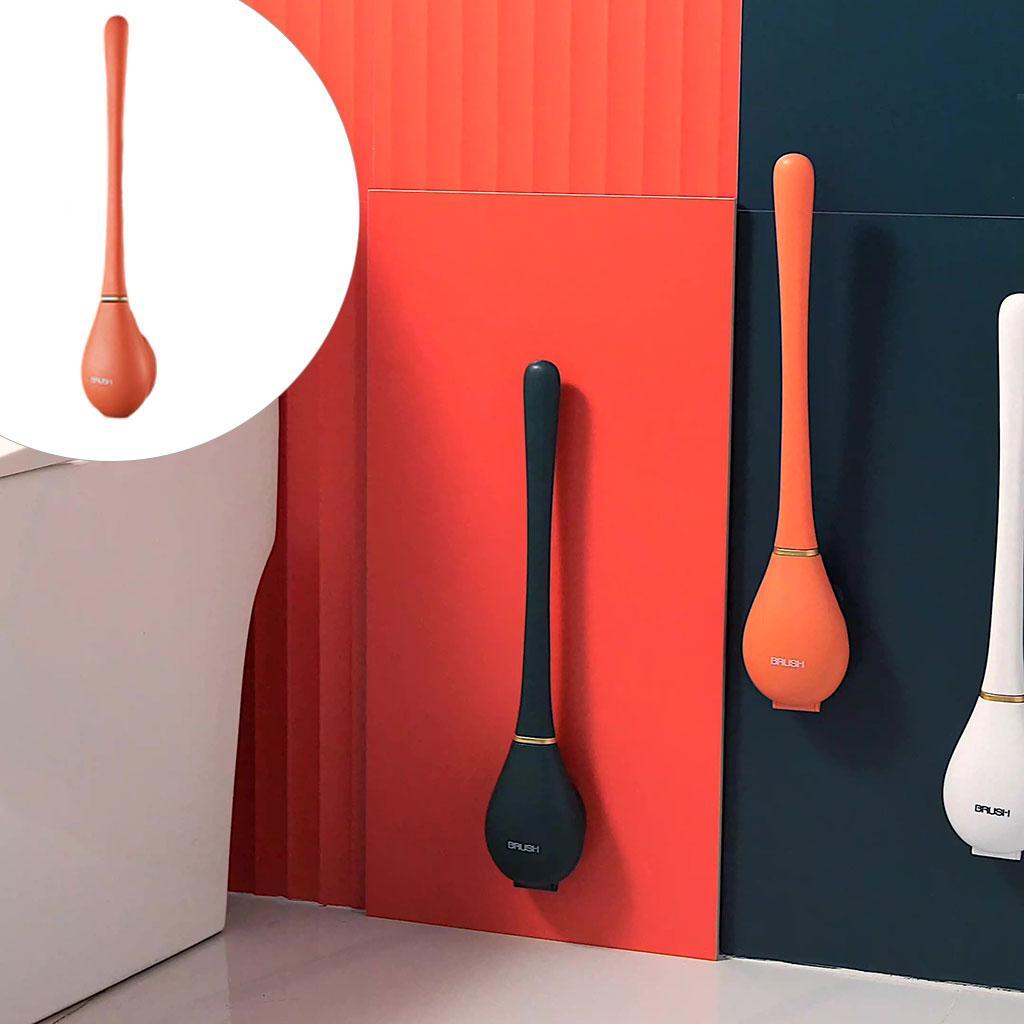 Silicone Toilet Brush with Holder Wall Mounted Cleaning Bathroom Brushes Set
