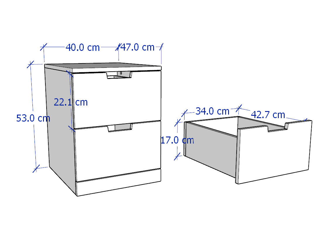 BANALDO, Tủ táp đầu giường 2 ngăn kéo, 40x47x53cm - Phong cách Bắc Âu