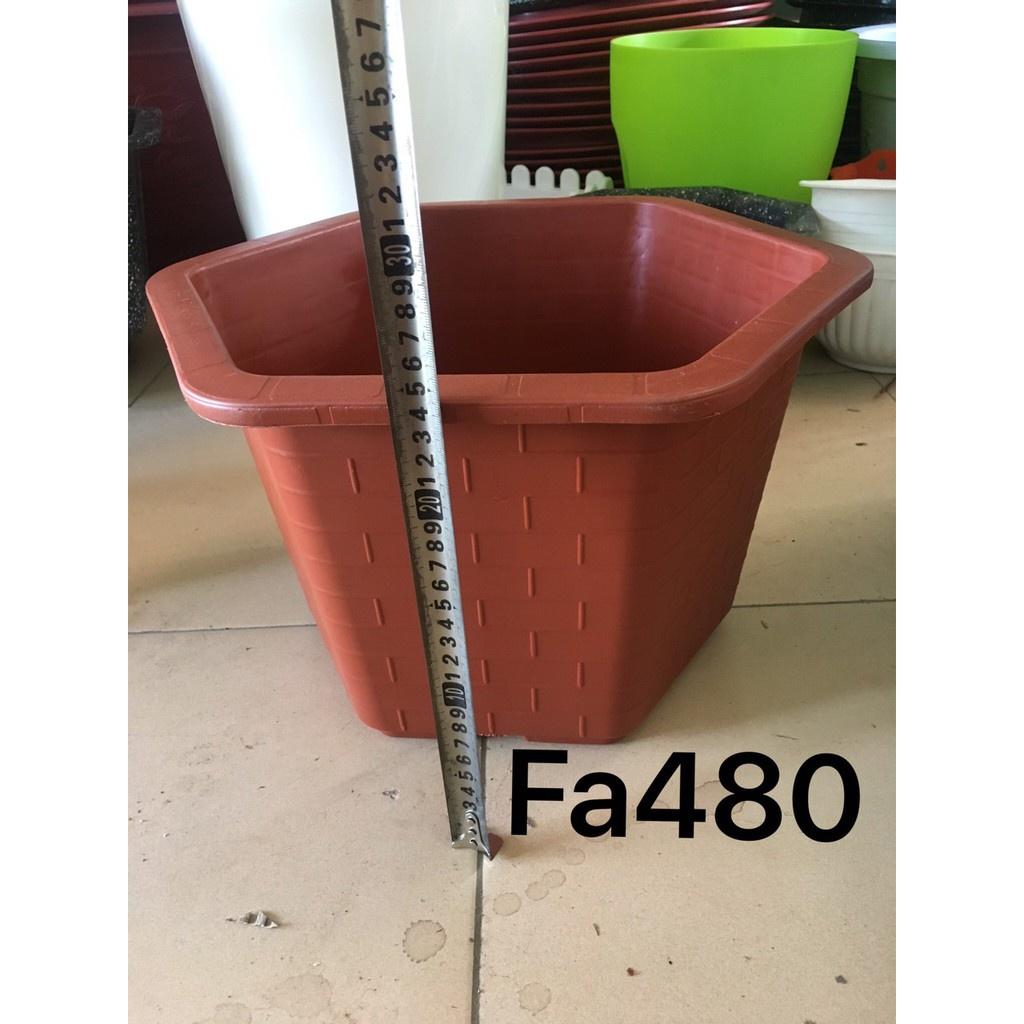 5 Chậu nhựa lục giác FA480 đỏ vân gạch dày loại 1