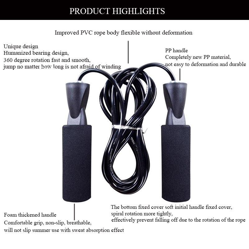Tốc độ bỏ qua dây thừng thể thao unisex sinh viên tập thể dục nhảy dây nhựa nhảy bằng dây thừng cầm dây mang tay cầm nhảy dây PVC Màu sắc: màu đen