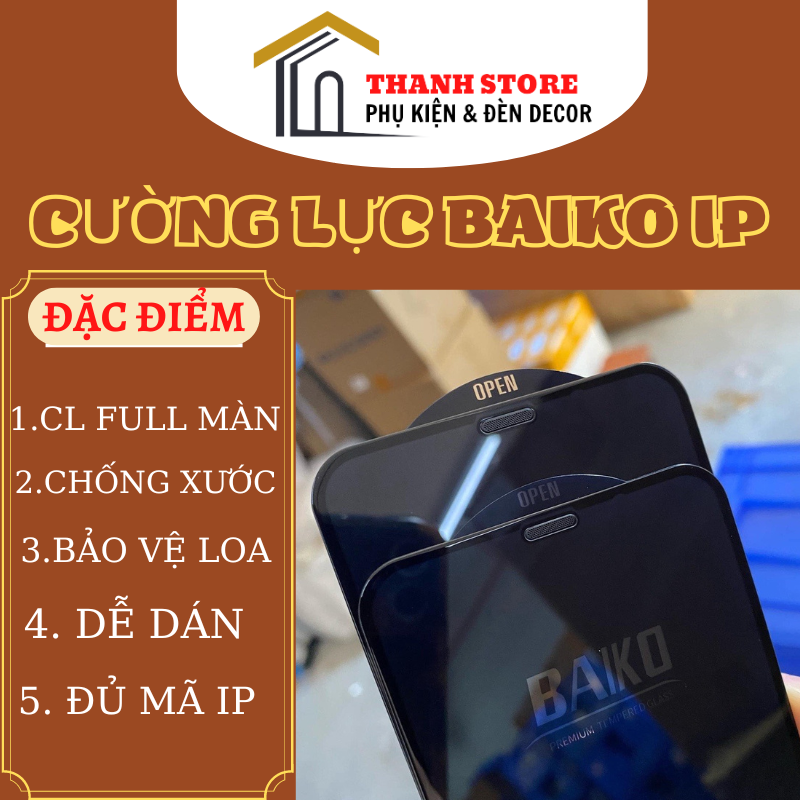 Kính Cường lực iphone BAIKO Kingkong Dành Cho IP 6/7/8/x/xsmax/11/12/13/Pro/Promax/14promax