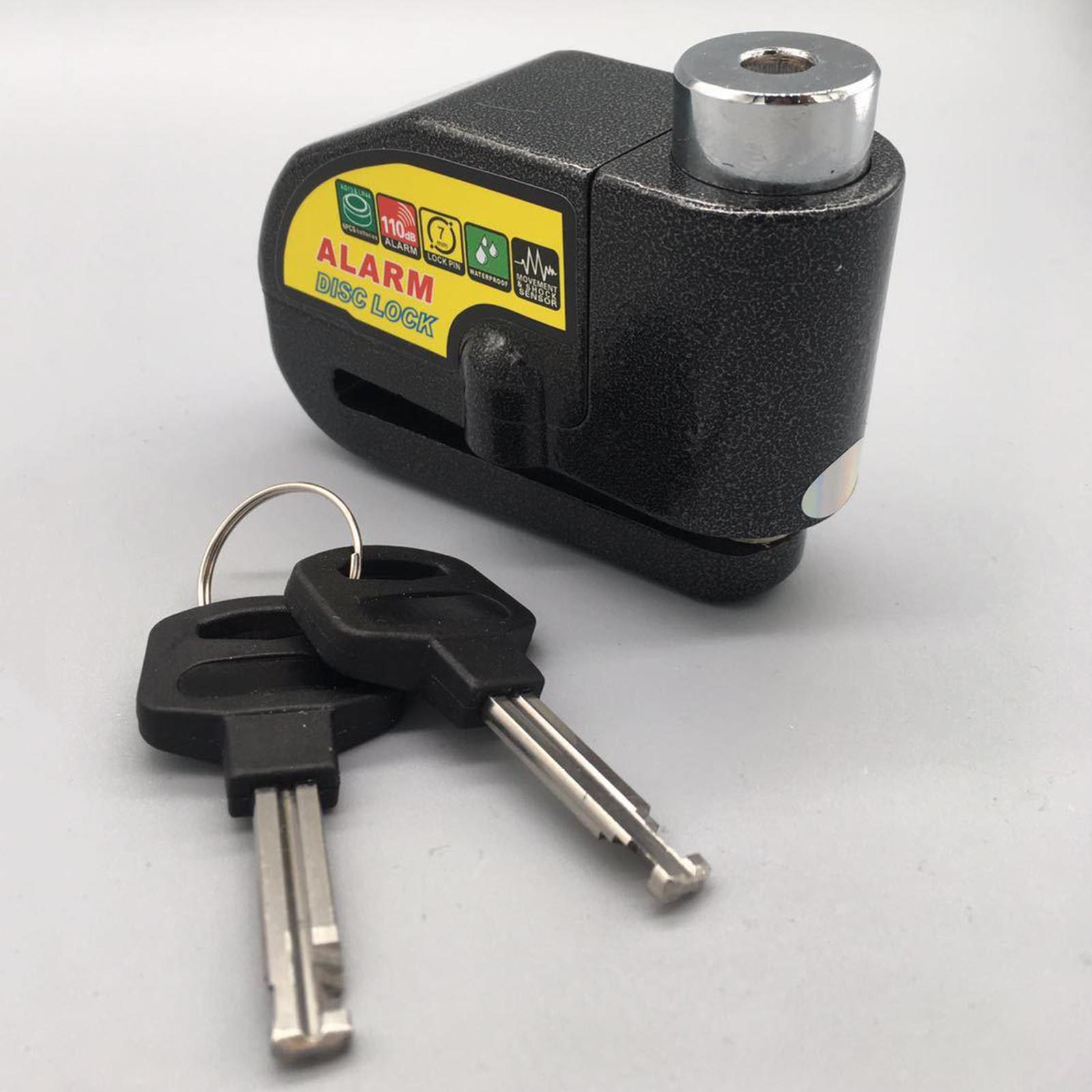 Disc Brake Lock Alarm with Alarm Sound Security w/ Reminder Cable Black