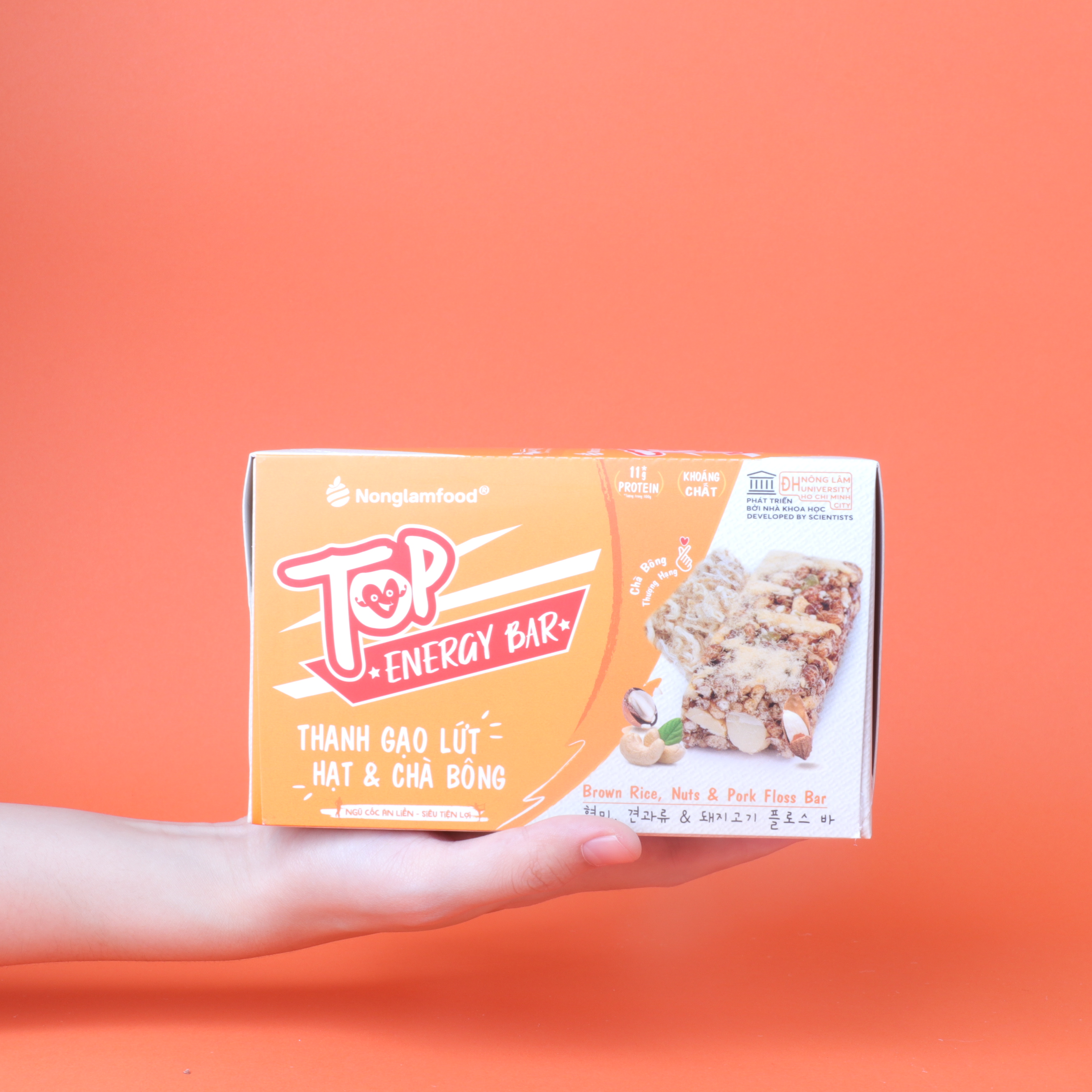 Thanh gạo lứt ngũ cốc Nonglamfood Hạt và Chà Bông Energy Bar Hộp16 Thanh - Bánh ăn kiêng dinh dưỡng thay thế bữa ăn sáng - Ngon chuẩn dưỡng chất - Hỗ trợ giảm cân