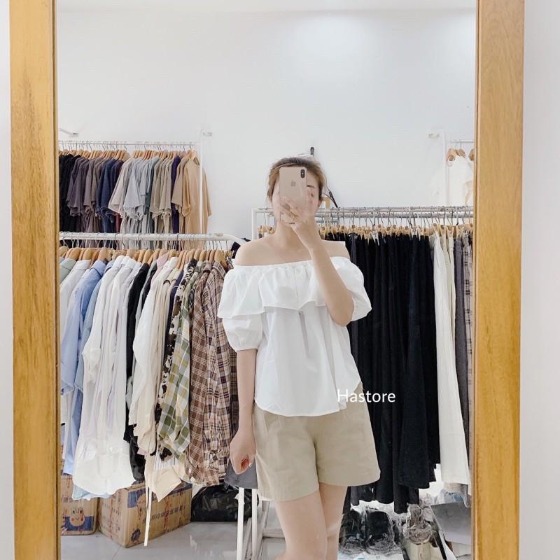 Trễ vai bèo lai bầu trắng/xanh
