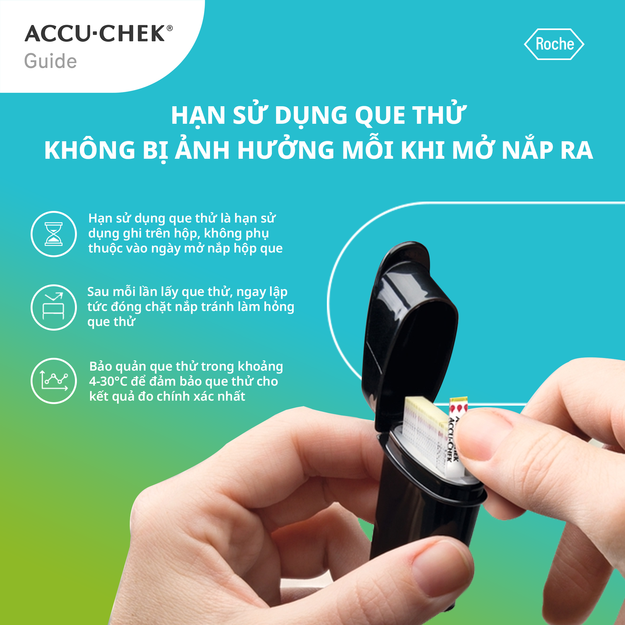 Máy Đo Đường Huyết ACCU-CHEK Guide Màn Hình LCD Rộng, Có Trợ Sáng Tại Cổng Đo - Chưa Có Que Thử
