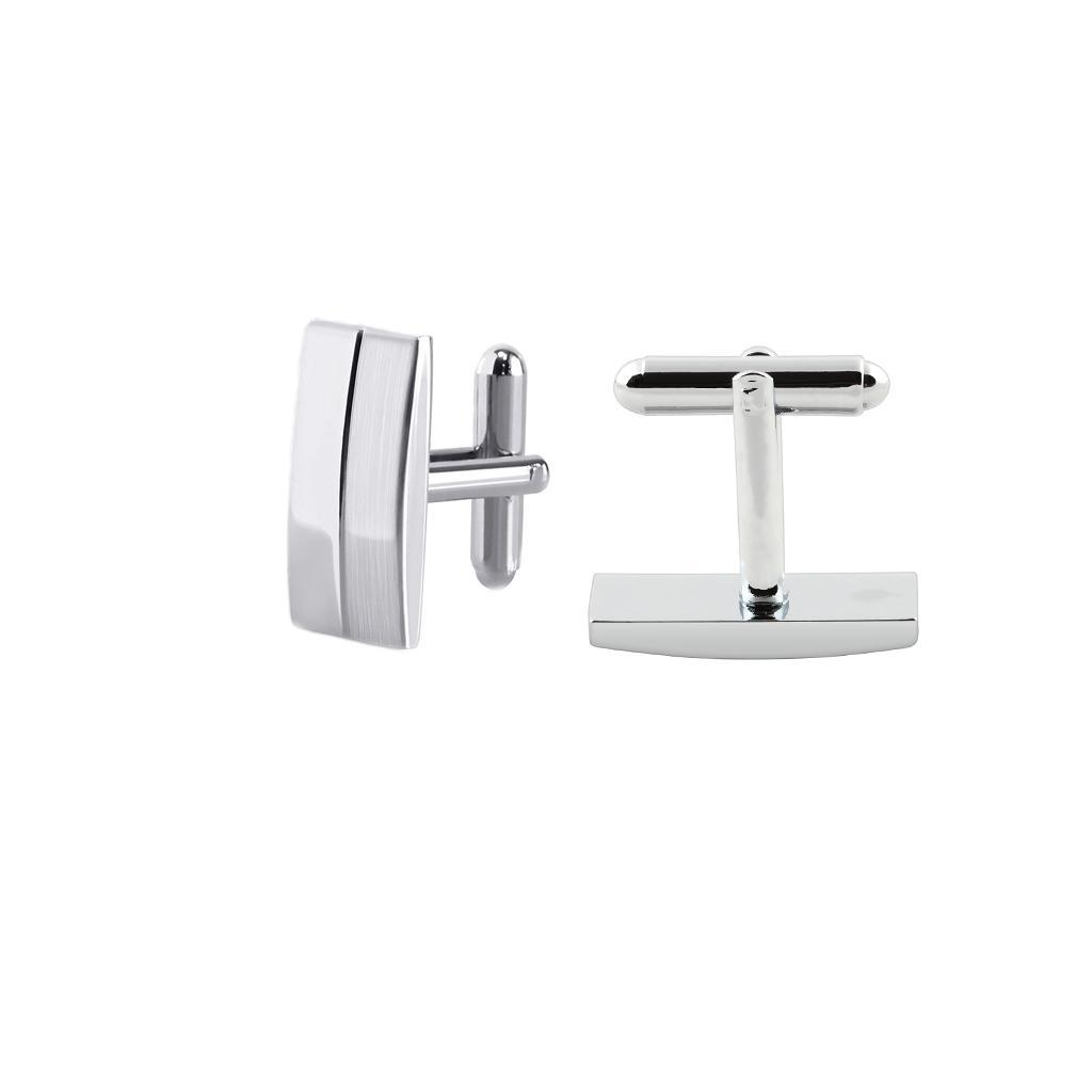 2-6pack Rectangle Brass Brushed Silver Cufflink Mens Formal Business Wedding