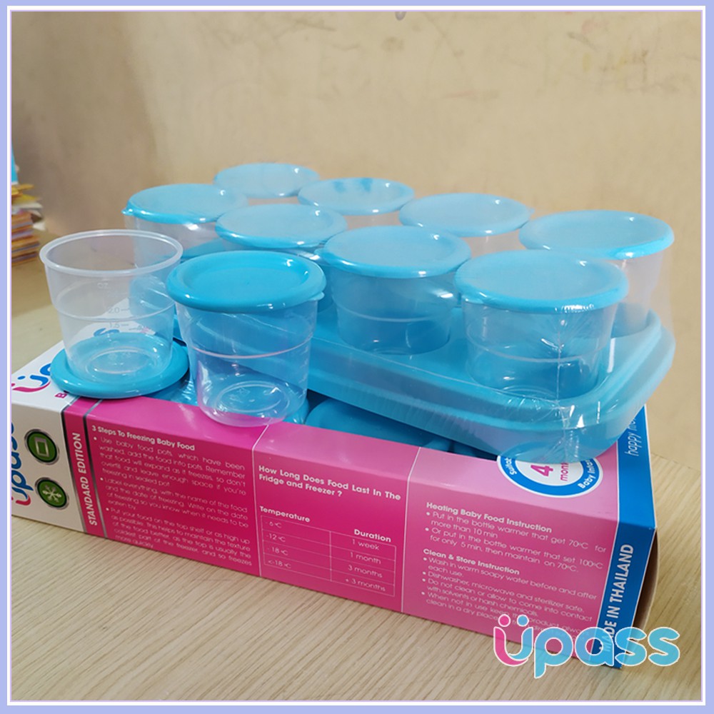 Bộ 8 Khay Trữ Đông Đồ Ăn Dặm Cho Bé UPASS UP0070N - Chất Liệu Nhựa Cao Cấp Không BPA An Toàn Cho Bé- Tặng Kèm 1 Túi Trữ Sữa UNIMOM