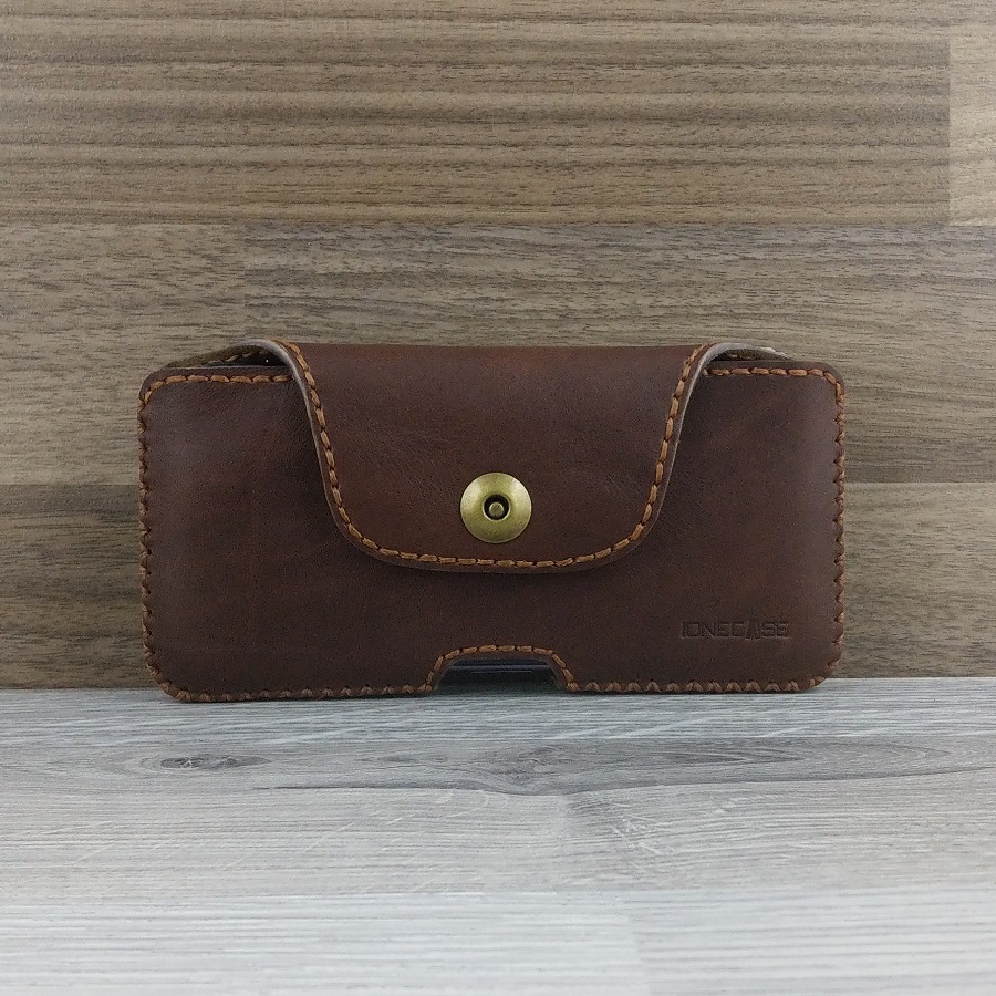 Bao Da Đeo Lưng dành cho Iphone XR Da Sáp Nâu Cafe