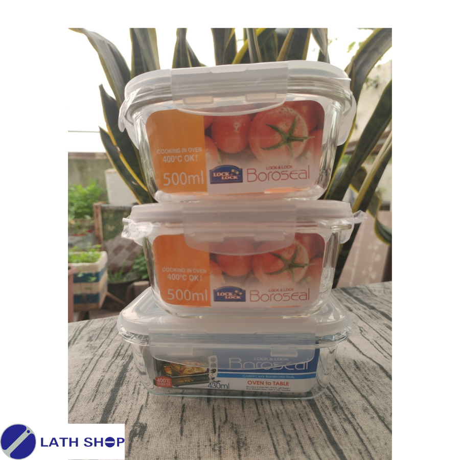 Bộ 3 Thố thủy tinh chịu nhiệt Lock&Lock 500ml và 430ml