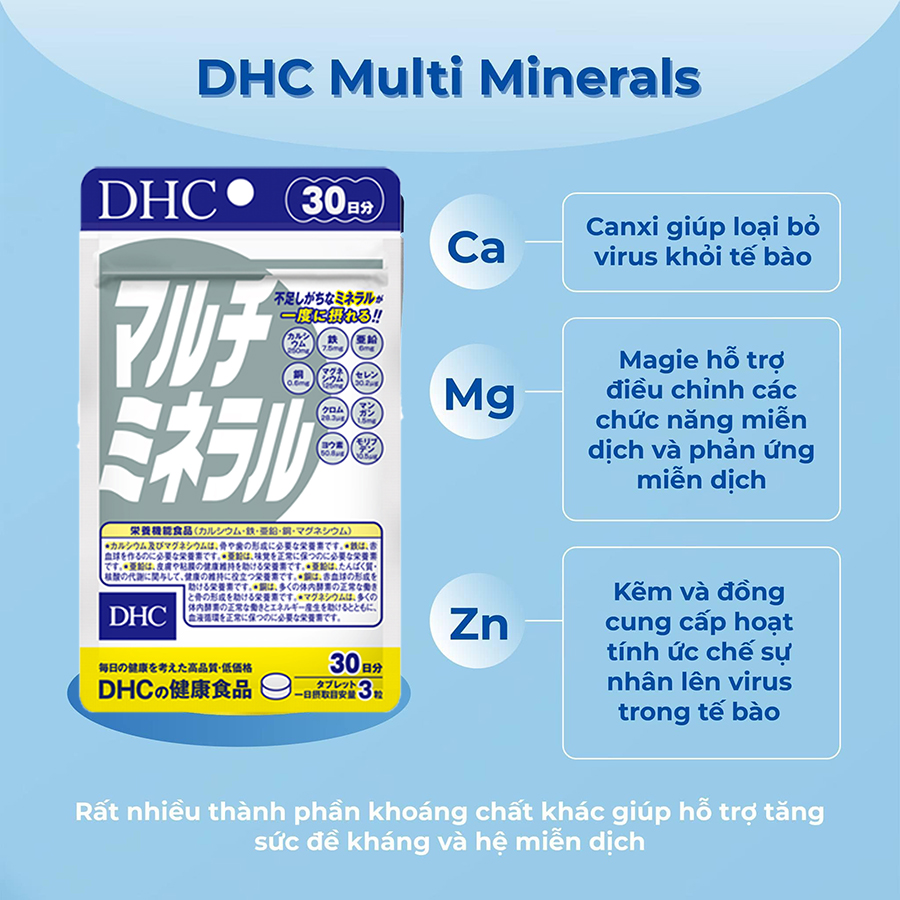 Thực phẩm bảo vệ sức khỏe Viên uống khoáng tổng hợp DHC Multi Minerals 30 ngày ( hàng chính hãng, có tem phụ )
