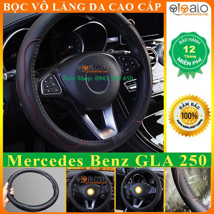 Bọc Vô Lăng Da Xe Mercedes Benz GLA 250 Lót Cao Su Non Cao Cấp Chống Trượt Tay - Màu đen chỉ đỏ - OTOALO