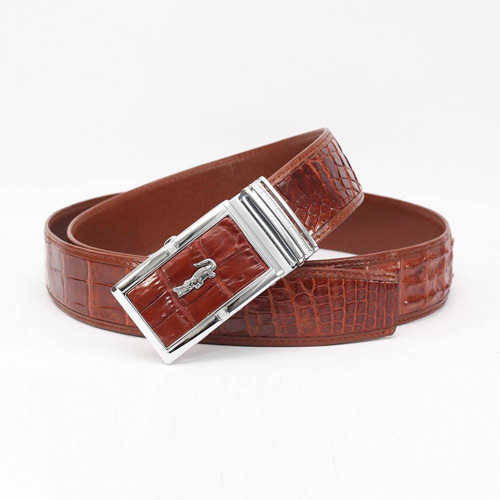Thắt Lưng Nam Da Cá Sấu Thật KEM Leather  Dây Nịt Da Cá Sấu Thật Dây Liền Nguyên Con Phần Da Bụng Trơn Màu Nâu Đỏ Cao Cấp KEMTL03 Bảo Hành Chính Hãng 24 Tháng