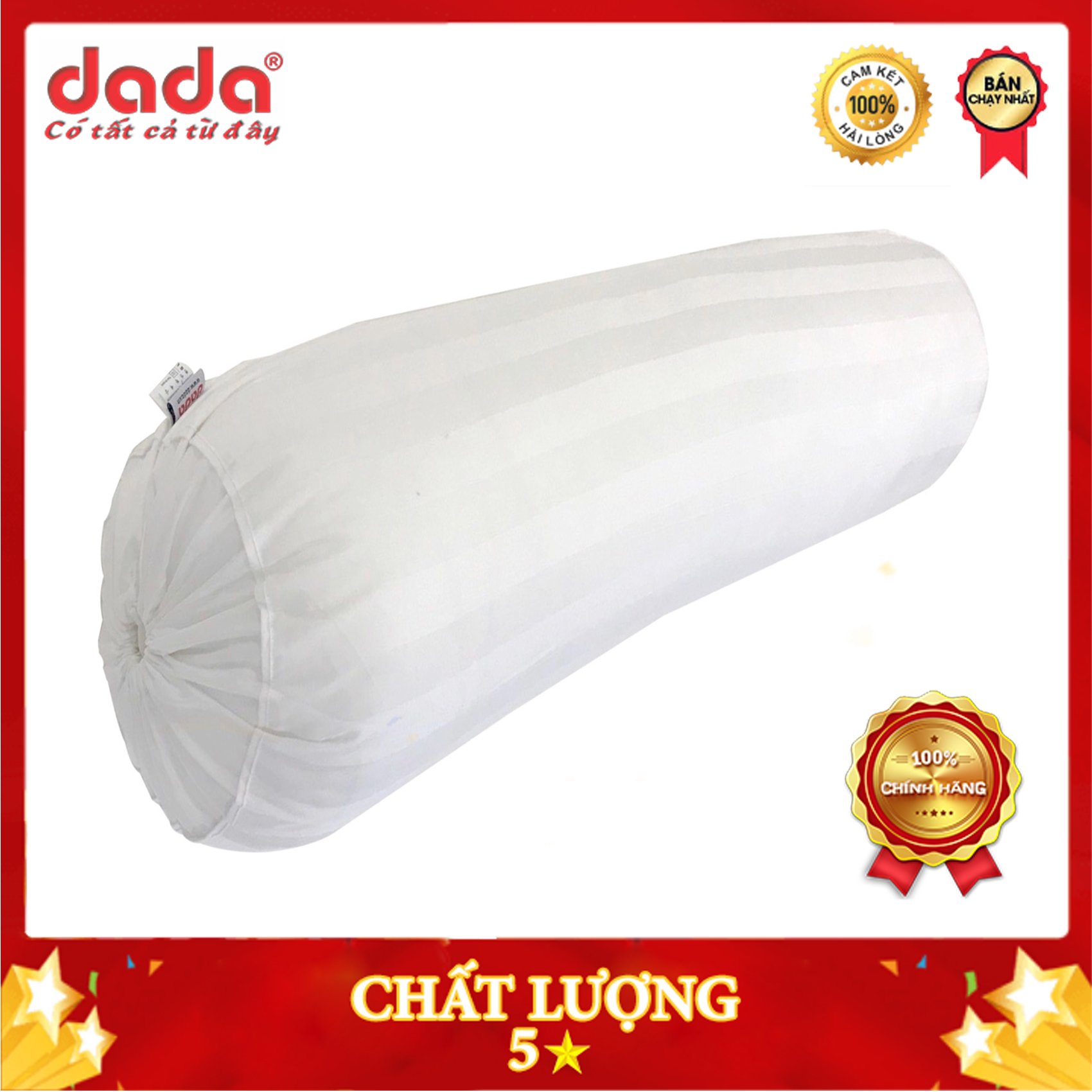 Vỏ Gối Ôm Khách Sạn 5 Sao Dada - Chất Liệu 100Cotton Mềm Mịn Mát - Size 80X100Cm - Trắng Kẻ Sọc - 80X100Cm