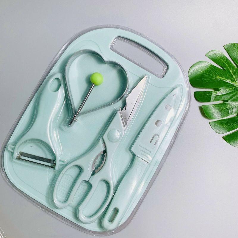 Bộ dao thớt 5 món chế biến ăn dặm, dao thớt nhà bếp tiện dụng