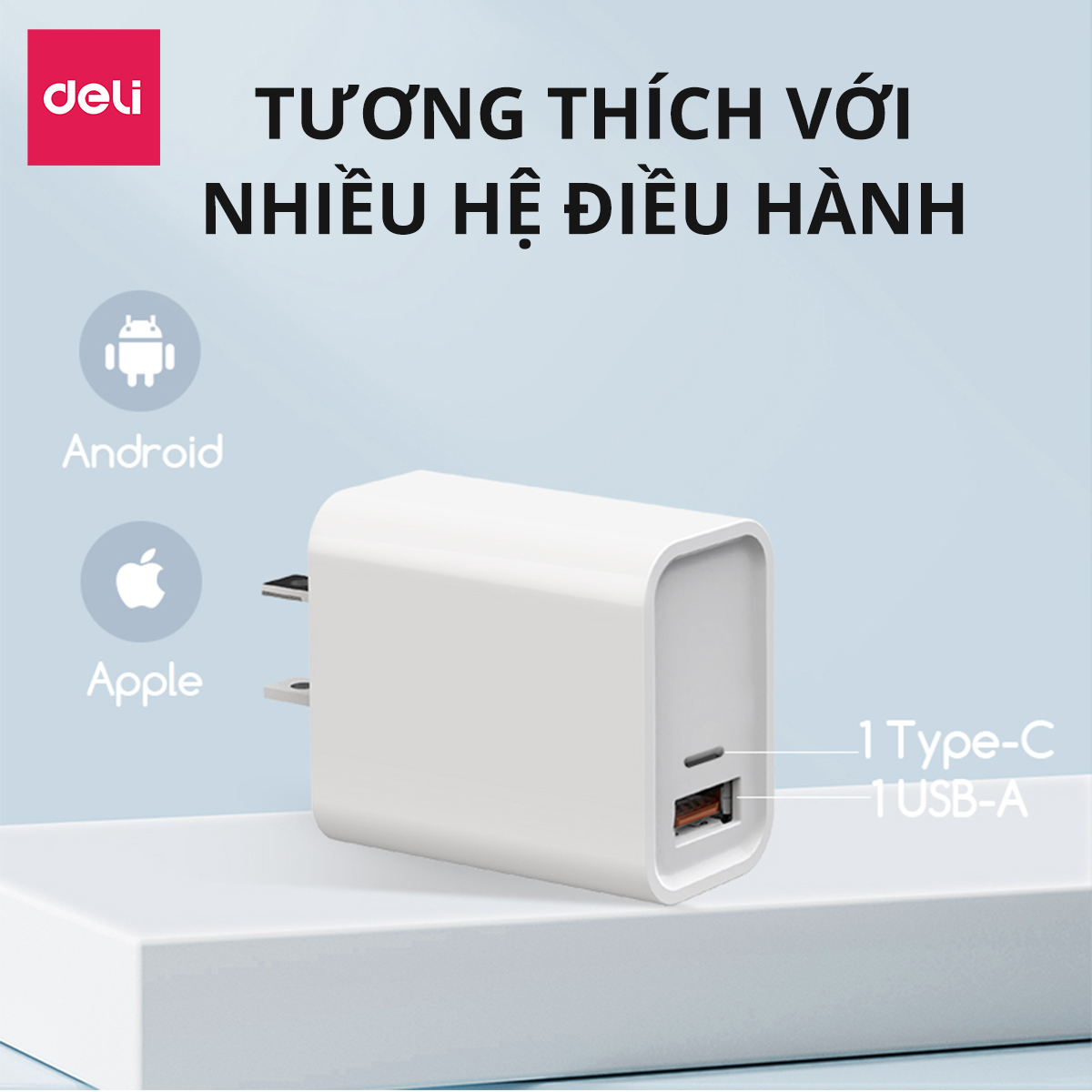 Củ Sạc Nhanh AOKA by Deli 20W Sạc Nhanh Cho Điện Thoại - Siêu Bền Chống Nóng Chống Cháy Nổ hàng chính hãng VS6024