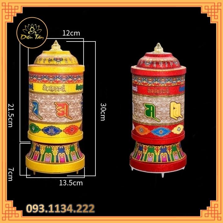 Kinh luân quay tự động bằng điện - bánh xe cầu nguyện size 21cm 41 bài nhạc