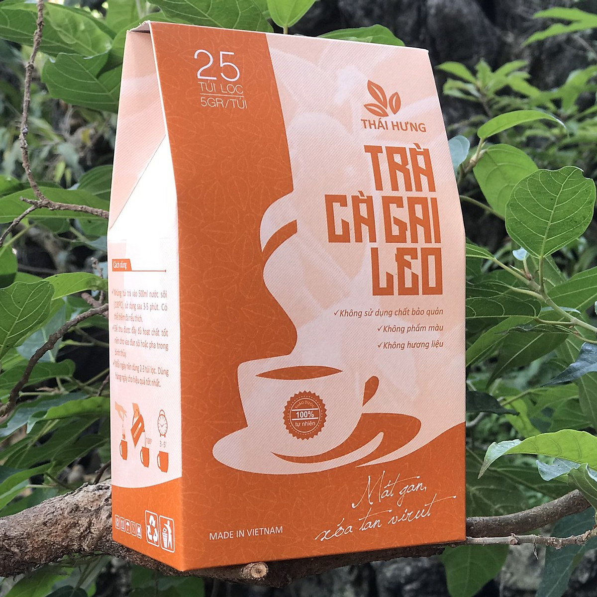 Combo 07 Hộp Trà Cà gai leo Thái Hưng 25 túi lọc x 05g - Mát gan, giải độc, giải rượu, giảm mụn nhọt