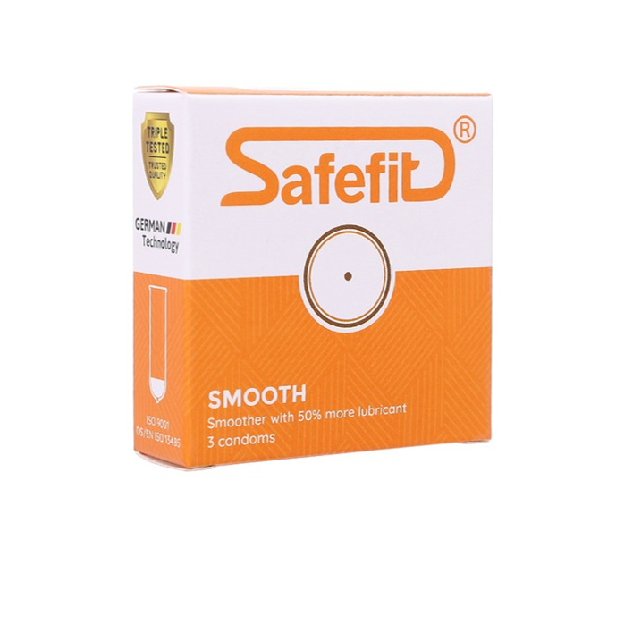 Bộ 3 hộp bao cao su Safefit nhiều gel bôi trơn Smooth - hộp 3 chiếc