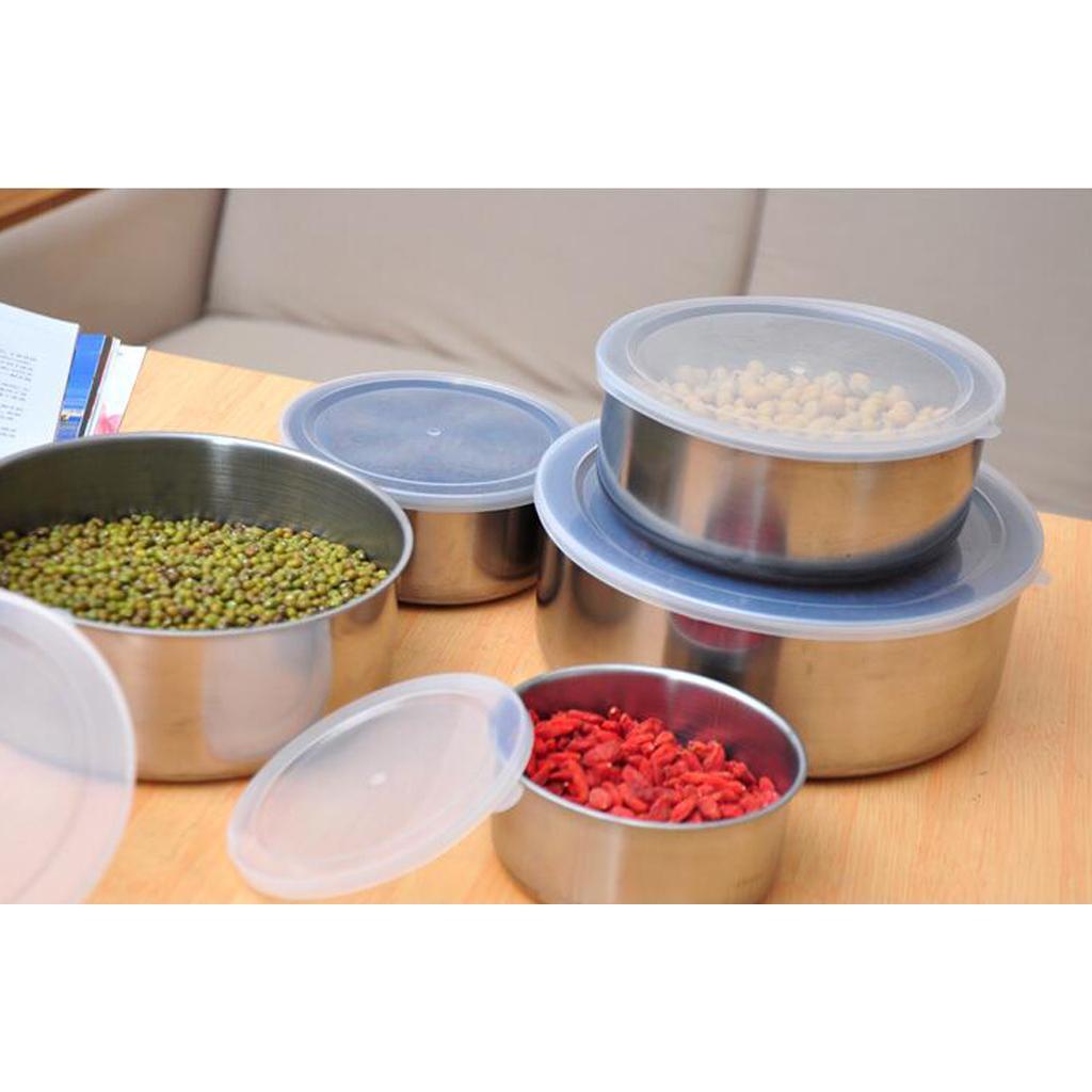 5Pcs Stainless Steel Mixing Bowl With Airtight Lids Bowls Convenient Storage