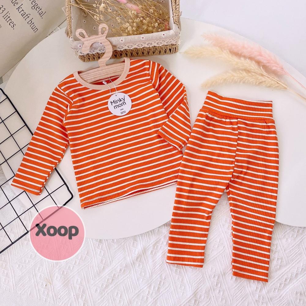 Bộ Dài Tay Kẻ Gân Cạp Cao Hàng Minky Mom Cho Bé Shop Phúc Yến
