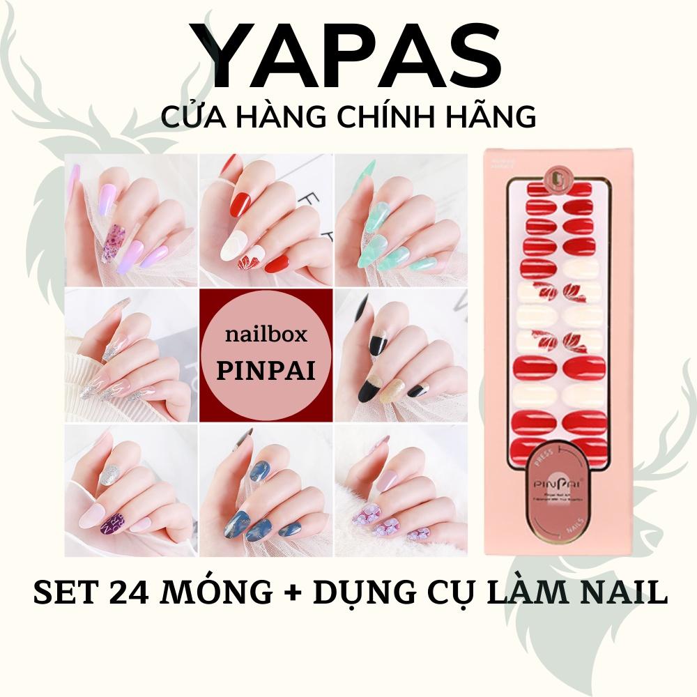 Nail box set 24 móng úp thiết kế Pinpai x Yapas kèm full dụng cụ làm móng, Nailbox Pinpai móng giả cá nhân