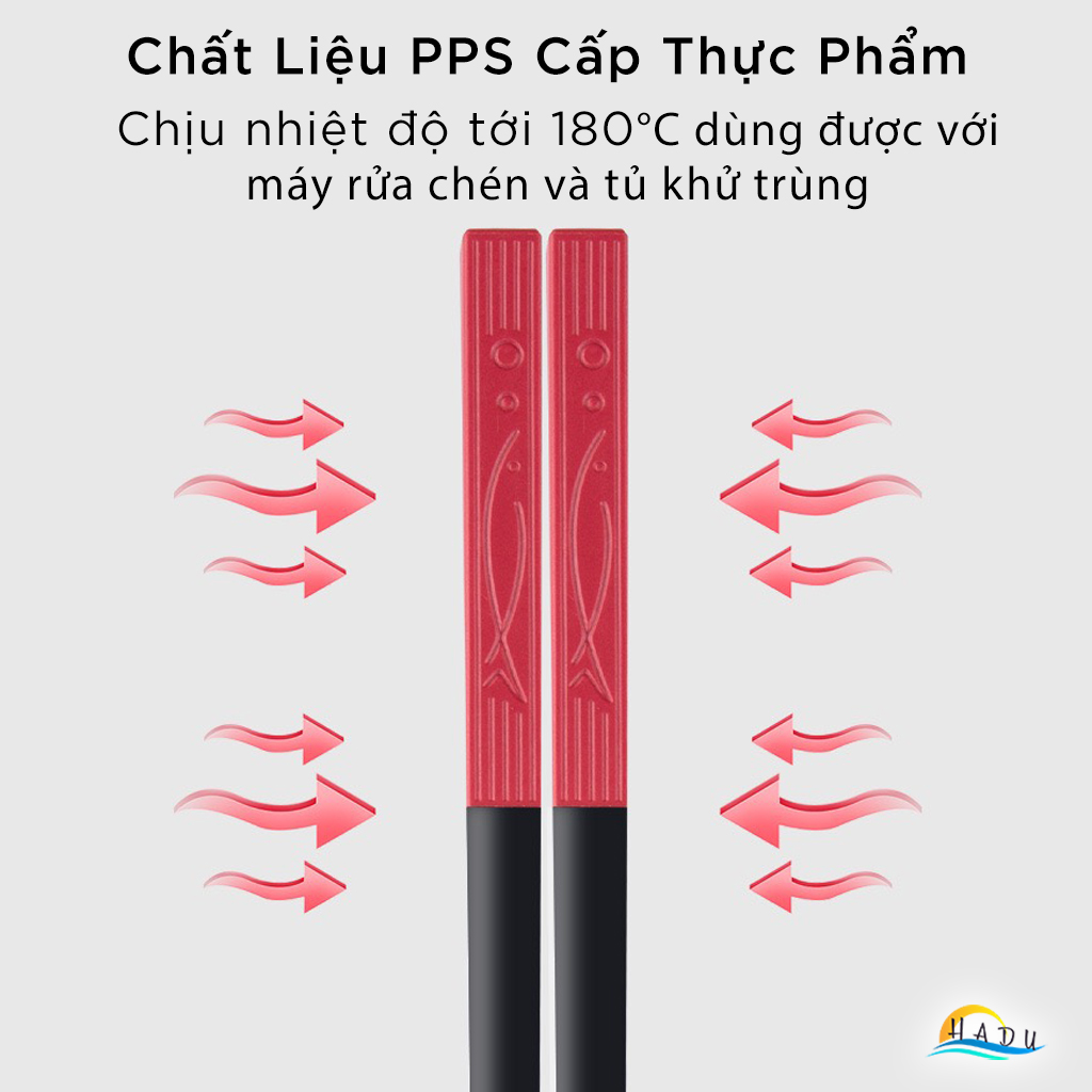 Đũa Ăn Cơm Cao Cấp Chống Mốc Kiểu Nhật Bản Đẹp Hình Song Ngư Nhiều Màu Sợi Thủy Tinh Chịu Nhiệt HADU