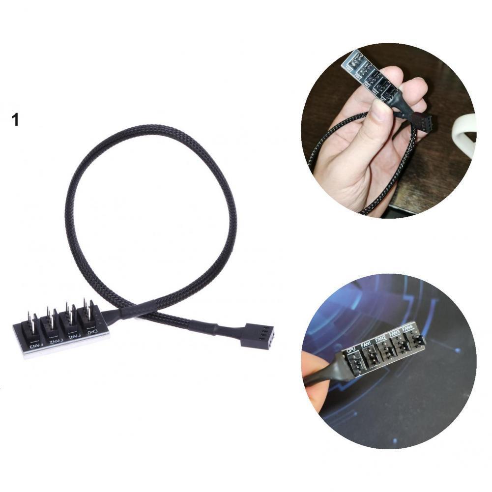 UKYEE PWM Fan Hub, PC CPU Cooling 4 PIN/3PIN Fan Power Cable Hub Splitter Adapter Desktop Computer Cooler Case Fans 1 to 5 Way
