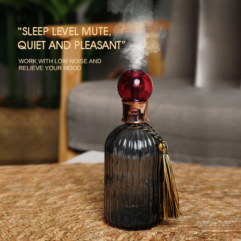 Nước Hoa Thủy Tinh Bình Phun Sương Tạo Ẩm Không Khí USB Aromatheraphy Siêu Âm Thanh Mát Phun Sương Tạo Máy Khuếch Tán Tinh Dầu Mini Di Động Nhà Hương Ẩm
