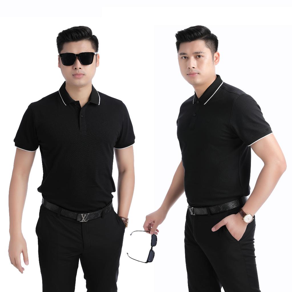 Áo polo nam ngắn tay cổ bẻ cá sấu cotton thời trang màu đen trơn basic thể thao GIFASHION MPC30313