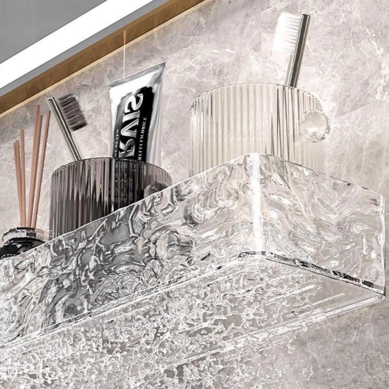 Kệ nhựa trong ABS dán tường hoạ tiết vân sần cao cấp | Giá để đồ nhà bếp, nhà tắm đa năng mẫu mới 2310