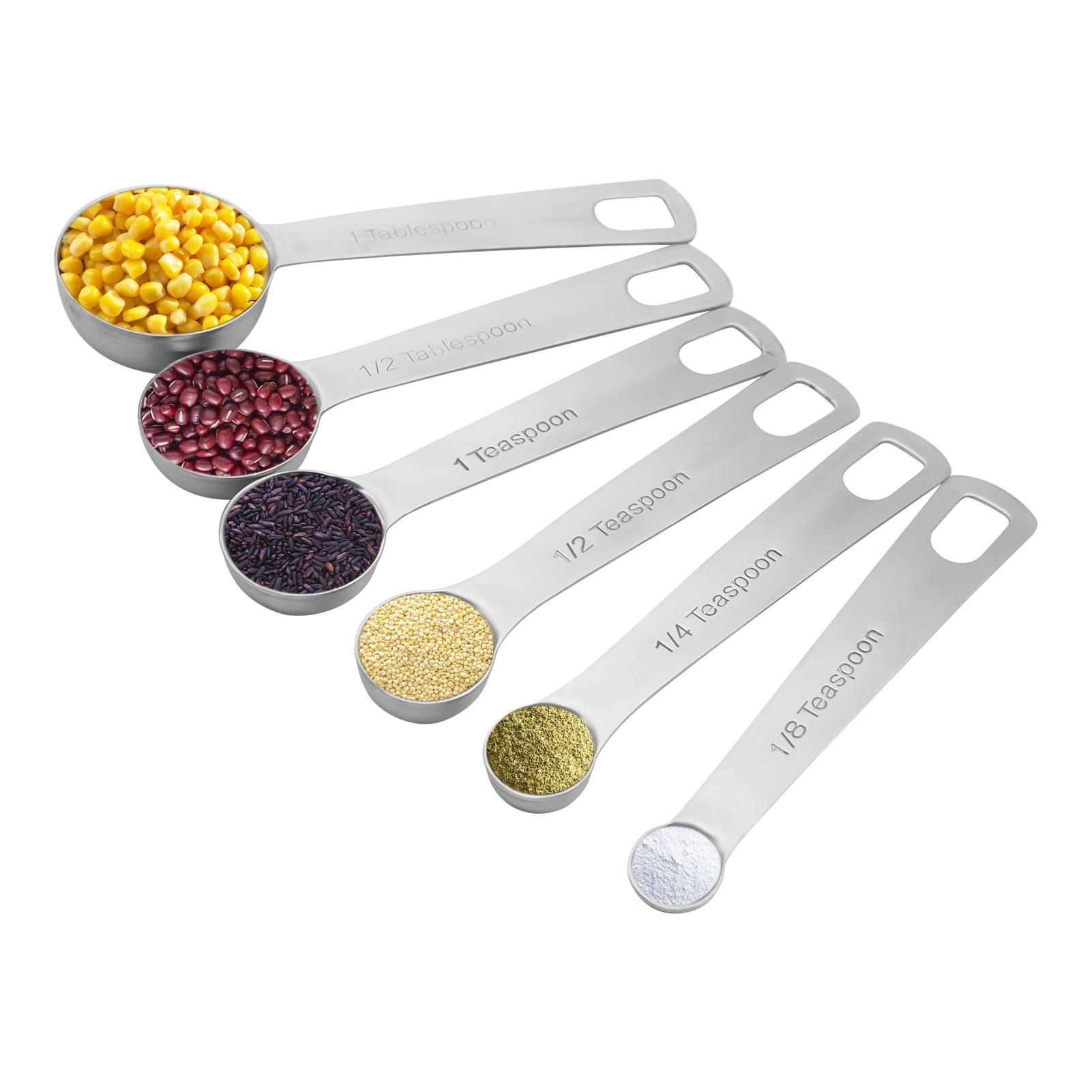 Bộ 6 Thìa đo lường kim loại bằng thép không gỉ để nấu nướng