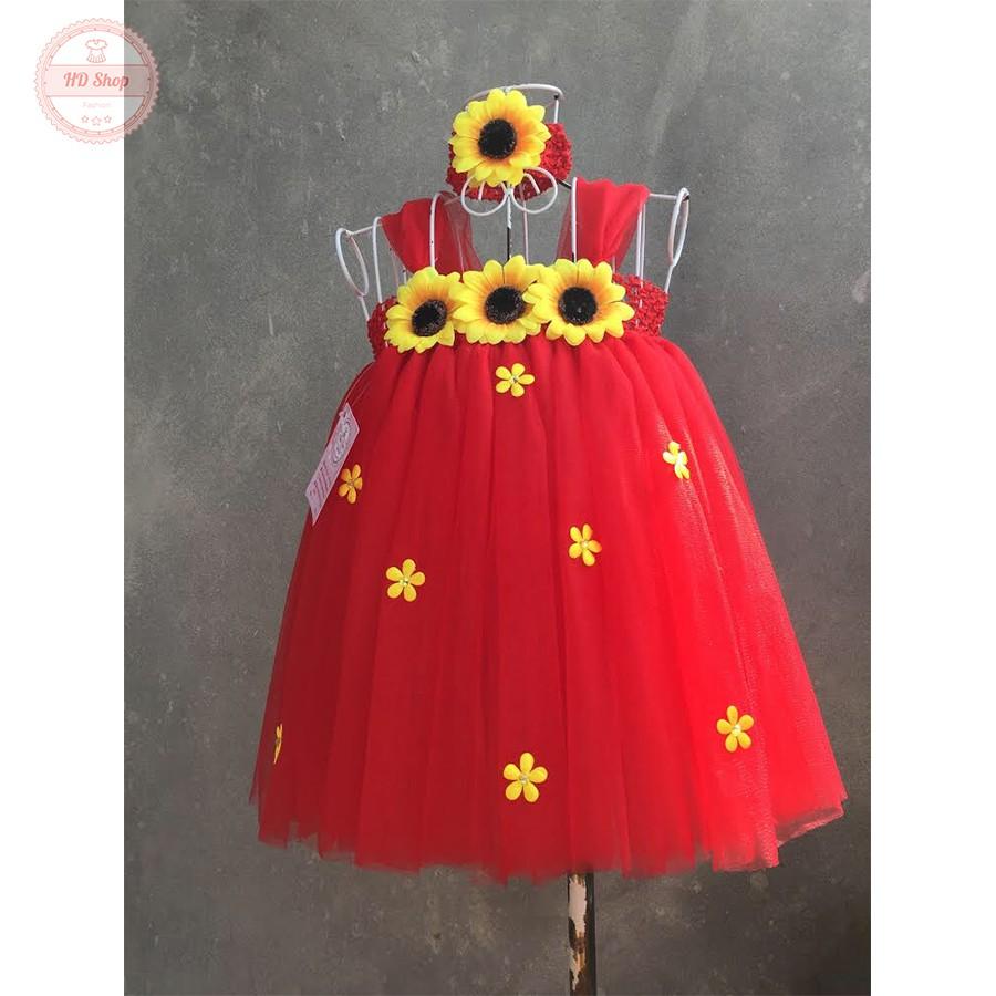 Váy tutu cho bé ️️ Váy tutu đỏ cho bé gái - đỏ hướng dương