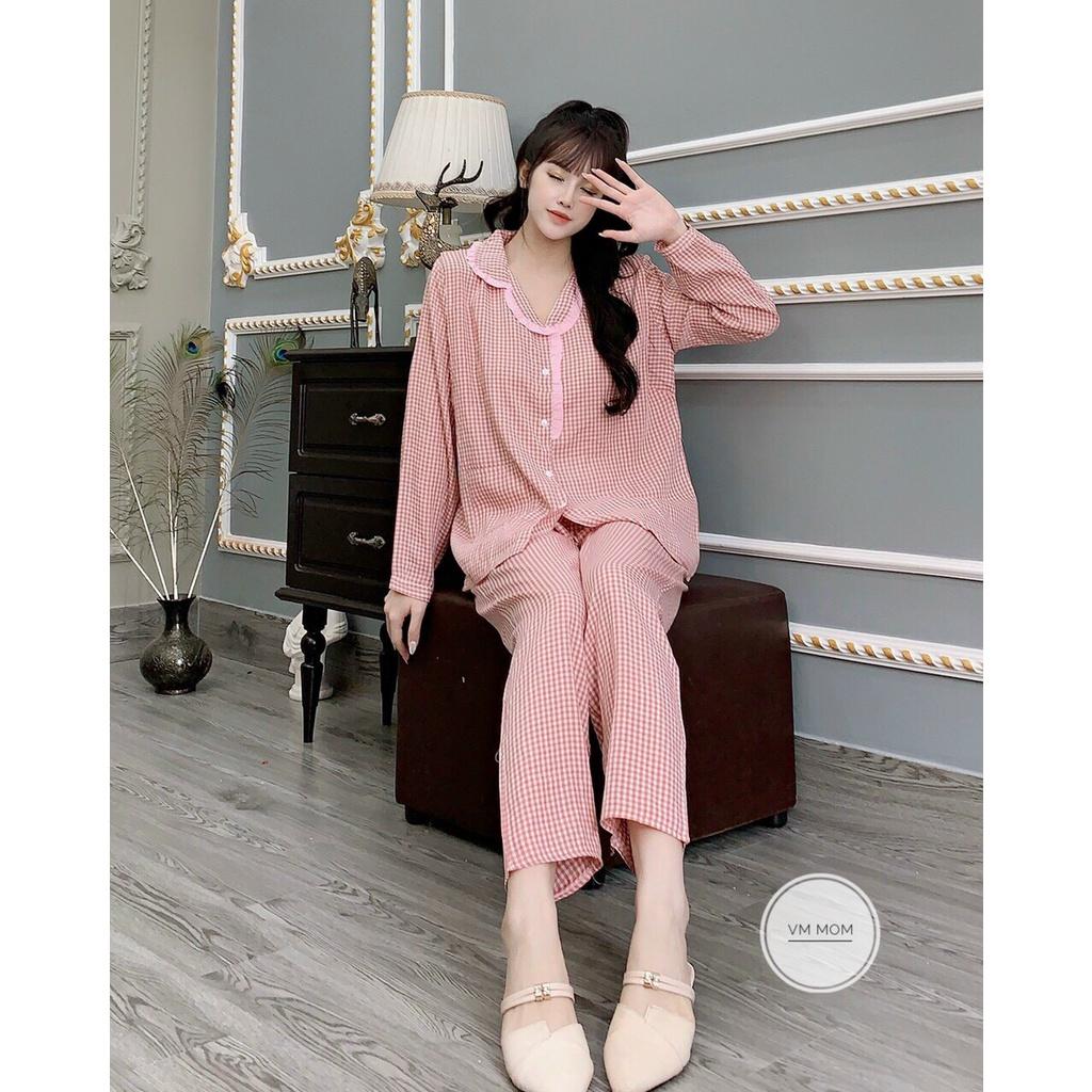 Bộ đồ bầu mặc bầu và sau sinh dài tay thu đông thiết kế khóa ngực cho con ti siêu xinh siêu tiện lợi VM Mom