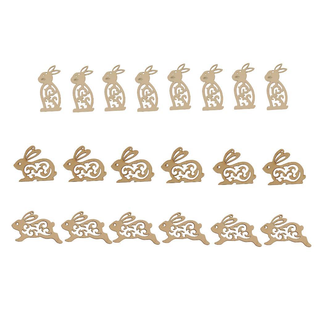 20 Pieces Unfinished Wood Hollow Rabbit Shape Wooden Pieces Embellishment for Kids Handmade Crafts 100mm