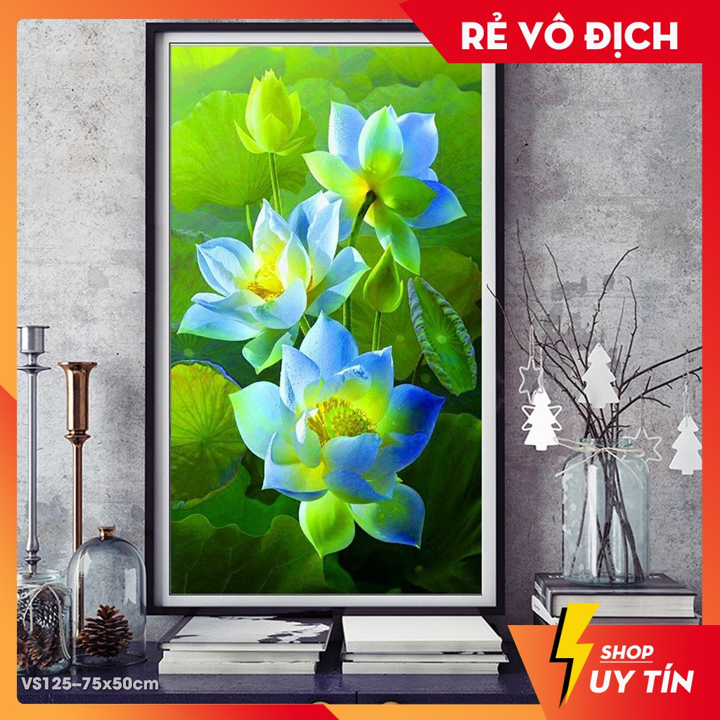 Tranh đính đá nhẫn một chút sóng yên gió lặng VS125 - 75 x 50 cm - chưa đính