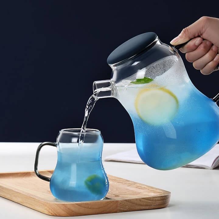 Bình Nước Thủy Tinh Xanh Phong Cách Châu Âu BN04