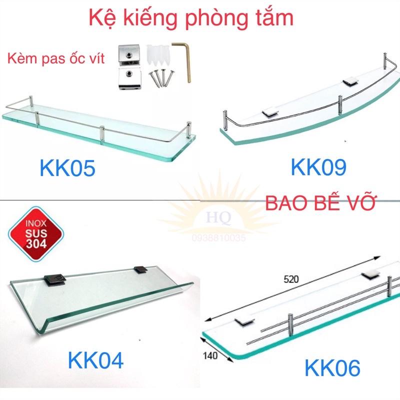 Kệ kiếng treo tường dài 50cm rào và pas Inox 304 kèm ốc vít - kệ kính