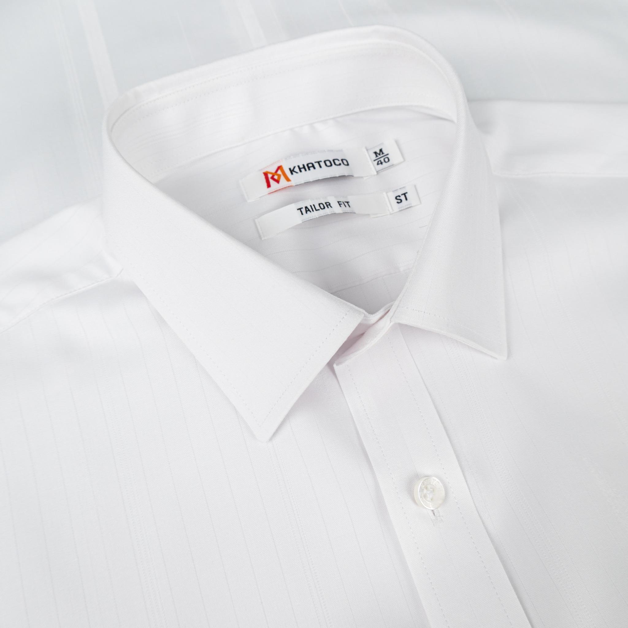 Áo sơ mi nam KHATOCO Tailor Fit ngắn tay A1MN498T2-CNTR757-2704-N