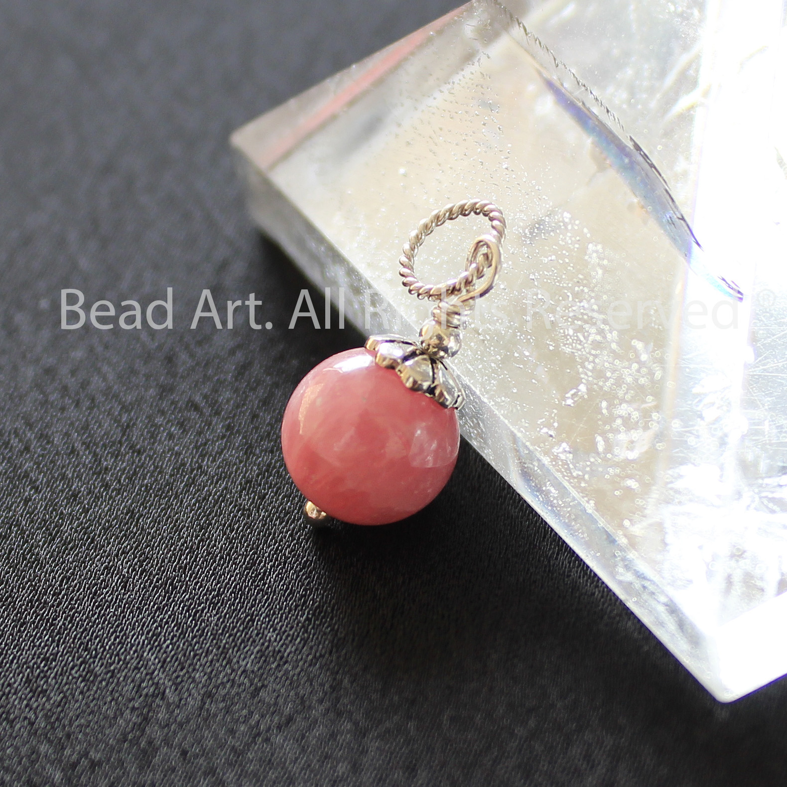 Mặt Dây Chuyền Đá Đào Hoa Tự Nhiên Màu Hồng, Rhodochrosite Loại AA Và Bạc 925, Trang Sức Phong Thuỷ, Mệnh Hoả, Thổ - Bead Art